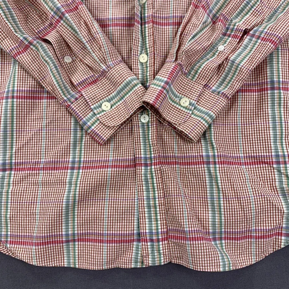 VTG Polo Ralph Lauren Shirt Men LG Pink Madras Plaid Button Down Long Sleeve 90s